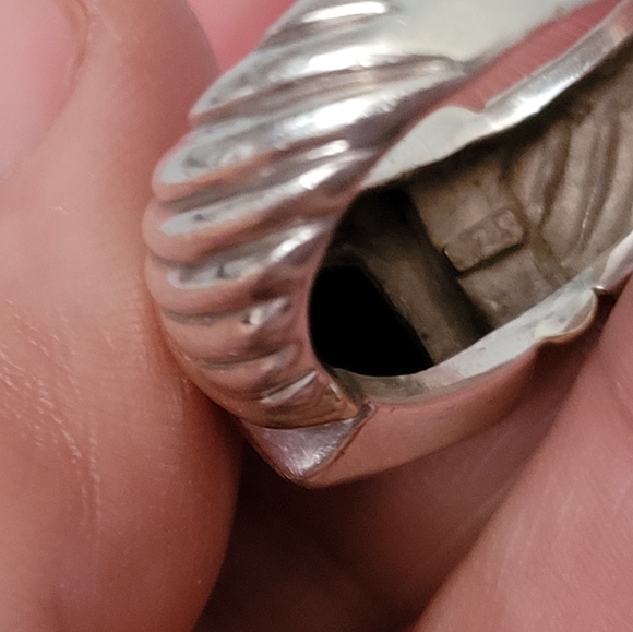 David Yurman Two-Tone Cable Onyx Ring 7.25 - Picture 3 of 12